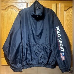 Vintage 90’s Polo Sport Ralph Lauren Dark Blue Pullover Windbreaker Men’s XL EUC
